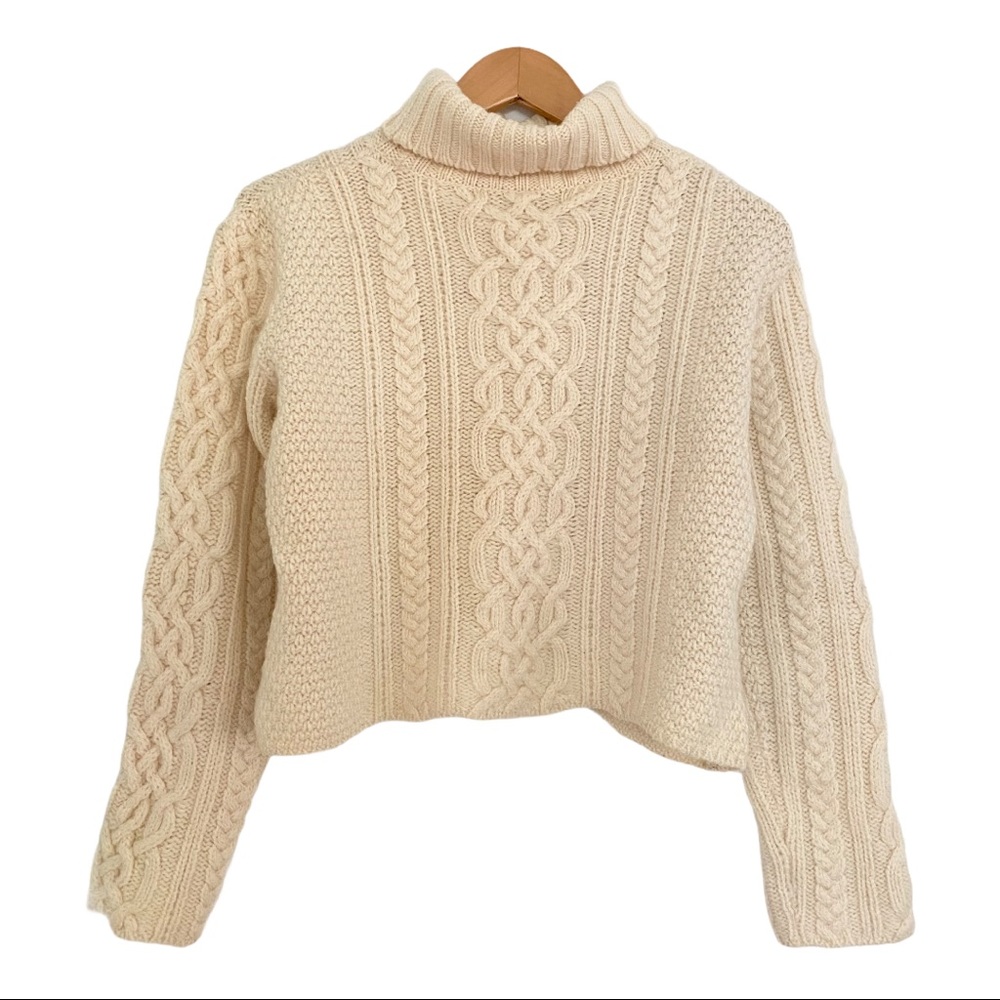Paul James Cropped Wool Turtleneck Sweater Size M